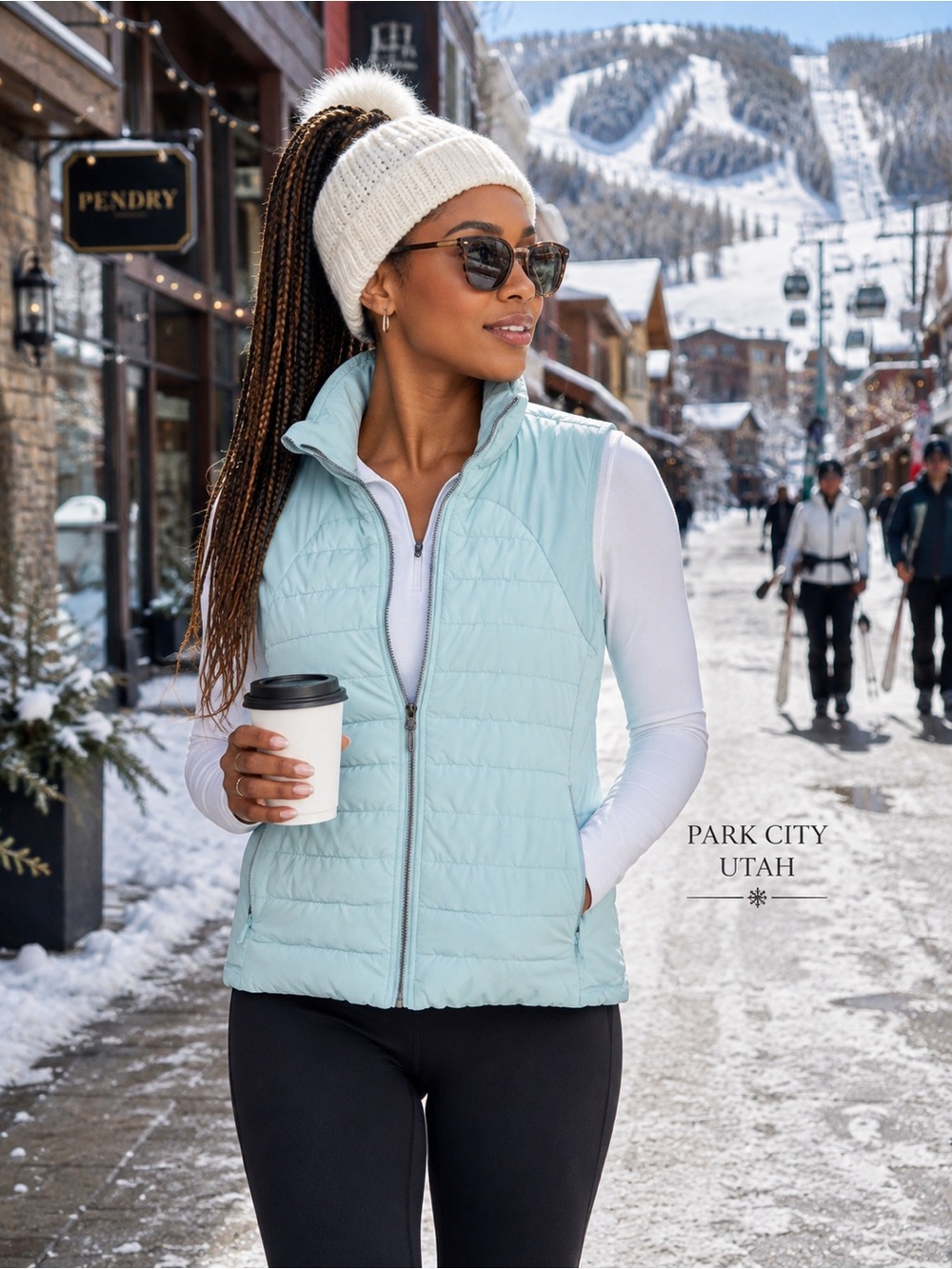 Tangerine Light Mint Quilted Vest L